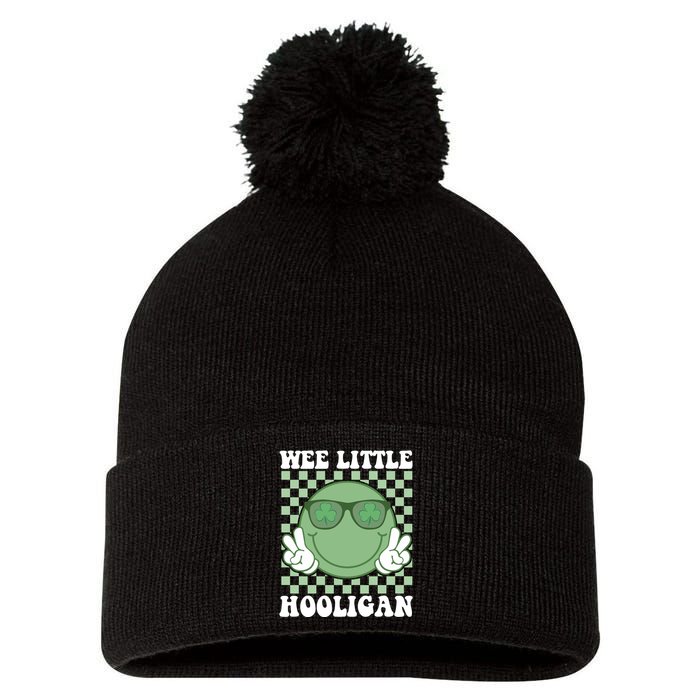 Wee Little Hooligan St Patricks Day Smile Retro Pom Pom 12in Knit Beanie