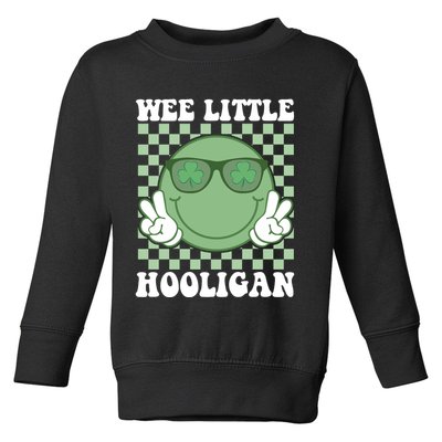 Wee Little Hooligan St Patricks Day Smile Retro Toddler Sweatshirt