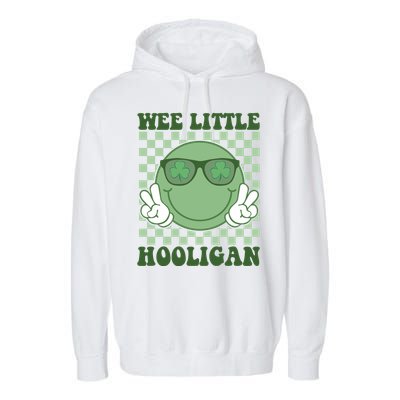 Wee Little Hooligan St Patricks Day Smile Retro Garment-Dyed Fleece Hoodie