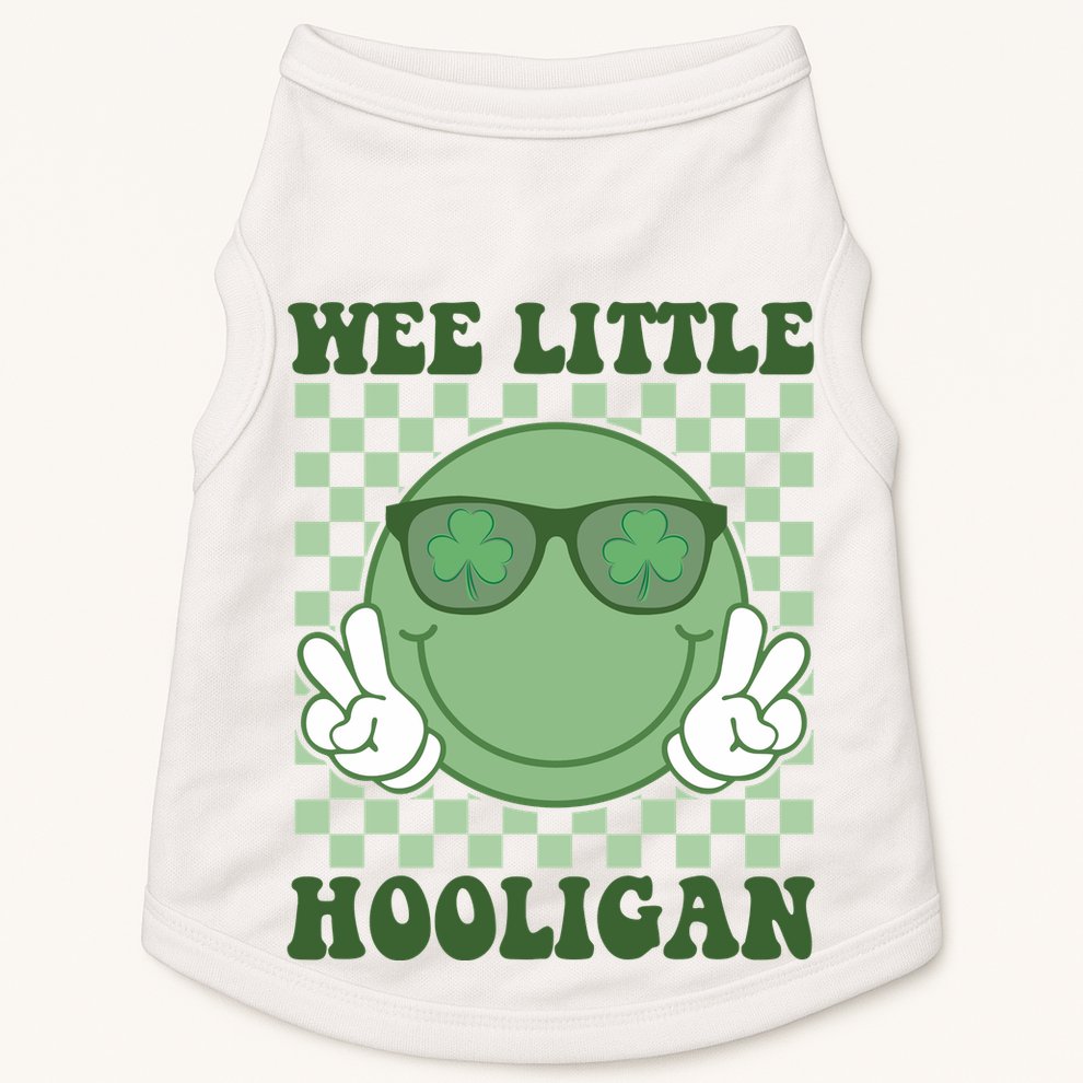 Wee Little Hooligan St Patricks Day Smile Retro Doggie Tank
