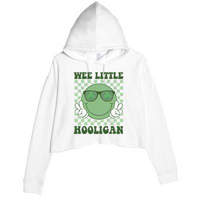 Wee Little Hooligan St Patricks Day Smile Retro Crop Fleece Hoodie