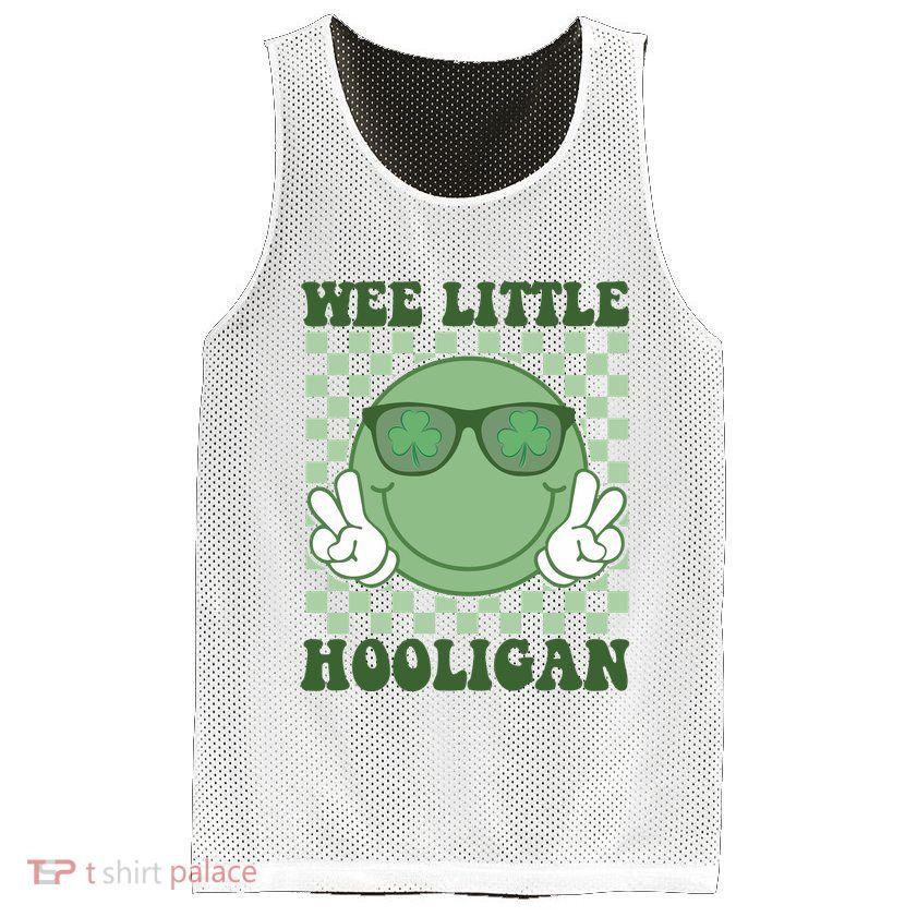 Wee Little Hooligan St Patricks Day Smile Retro Mesh Reversible Basketball Jersey Tank