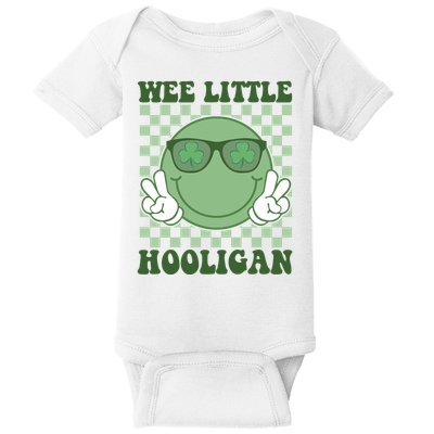 Wee Little Hooligan St Patricks Day Smile Retro Baby Bodysuit