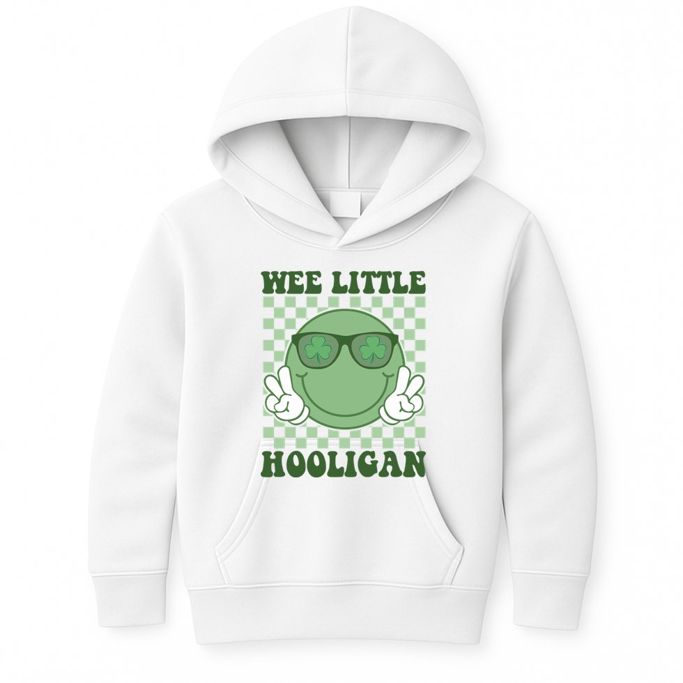 Wee Little Hooligan St Patricks Day Smile Retro Kids Hoodie