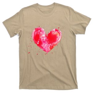 Watercolor Love Heart Graphic Valentine's Day Women T-Shirt