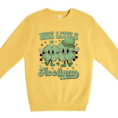 Wee Little Hooligan Groovy St Patricks Day Premium Crewneck Sweatshirt