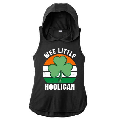 Wee Little Hooligan St Patricks Day Clover Ladies PosiCharge Tri-Blend Wicking Draft Hoodie Tank