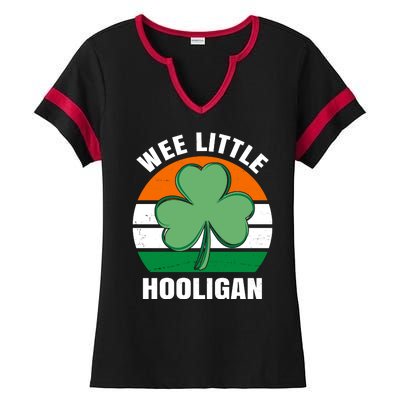 Wee Little Hooligan St Patricks Day Clover Ladies Halftime Notch Neck Tee