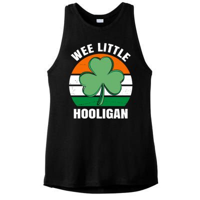 Wee Little Hooligan St Patricks Day Clover Ladies PosiCharge Tri-Blend Wicking Tank