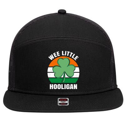 Wee Little Hooligan St Patricks Day Clover 7 Panel Mesh Trucker Snapback Hat