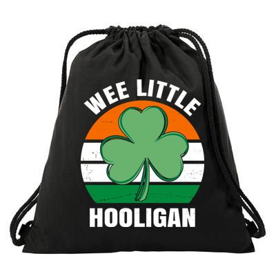 Wee Little Hooligan St Patricks Day Clover Drawstring Bag
