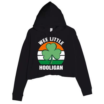 Wee Little Hooligan St Patricks Day Clover Crop Fleece Hoodie