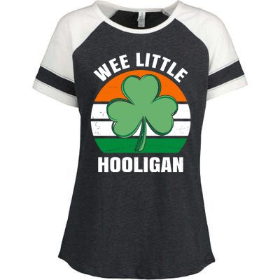 Wee Little Hooligan St Patricks Day Clover Enza Ladies Jersey Colorblock Tee