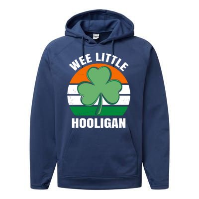 Wee Little Hooligan St Patricks Day Clover Performance Fleece Hoodie