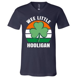 Wee Little Hooligan St Patricks Day Clover V-Neck T-Shirt