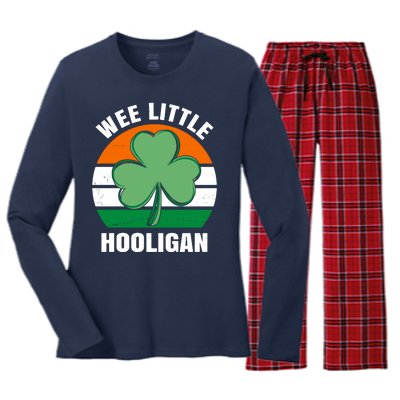 Wee Little Hooligan St Patricks Day Clover Women's Long Sleeve Flannel Pajama Set 