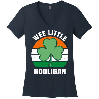 Wee Little Hooligan St Patricks Day Clover Women's V-Neck T-Shirt