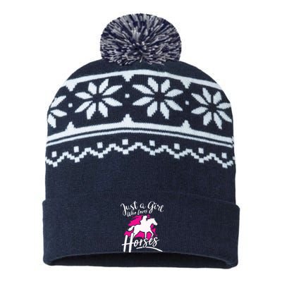 Who Loves Horses Riding Equestrian USA-Made Snowflake Beanie