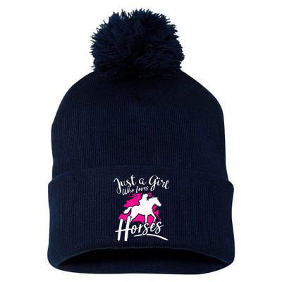 Who Loves Horses Riding Equestrian Pom Pom 12in Knit Beanie