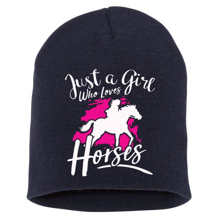 Who Loves Horses Riding Equestrian Short Acrylic Beanie