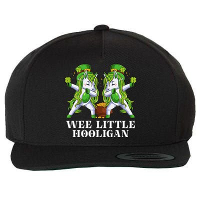 Wee Little Hooligan Unicorn Dabbing Dance Funny Cute Saint Patrick's Day Wool Snapback Cap