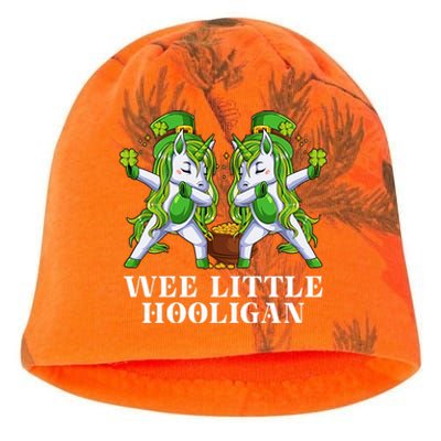 Wee Little Hooligan Unicorn Dabbing Dance Funny Cute Saint Patrick's Day Kati - Camo Knit Beanie