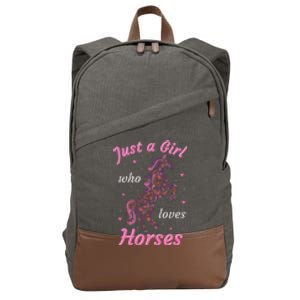 Who Loves Horses Equestrian Horse Racing Cotton Canvas Backpack