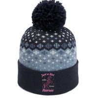 Who Loves Horses Equestrian Horse Racing The Baniff Cuffed Pom Beanie