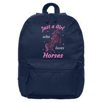 Who Loves Horses Equestrian Horse Racing 16 in Basic Backpack