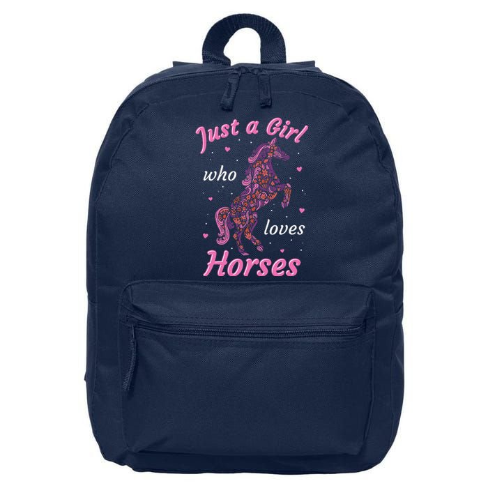 Who Loves Horses Equestrian Horse Racing 16 in Basic Backpack