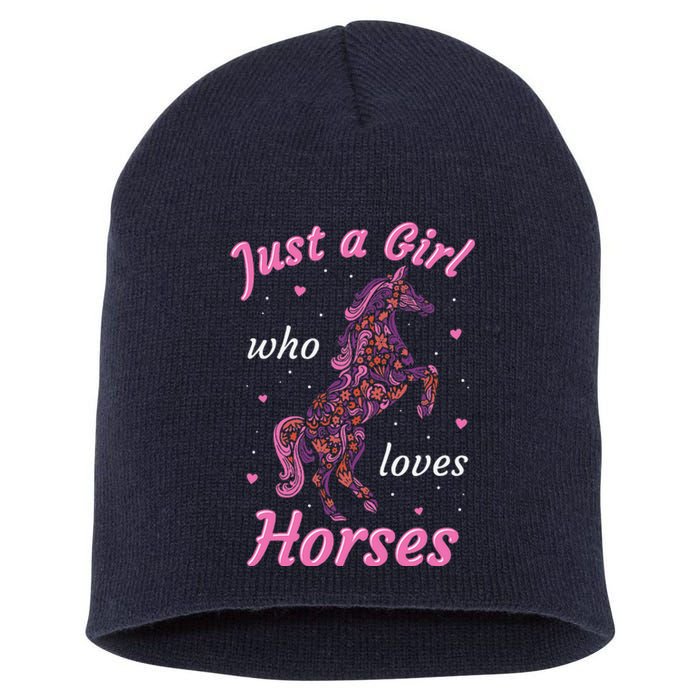 Who Loves Horses Equestrian Horse Racing Short Acrylic Beanie