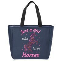 Who Loves Horses Equestrian Horse Racing Zip Tote Bag