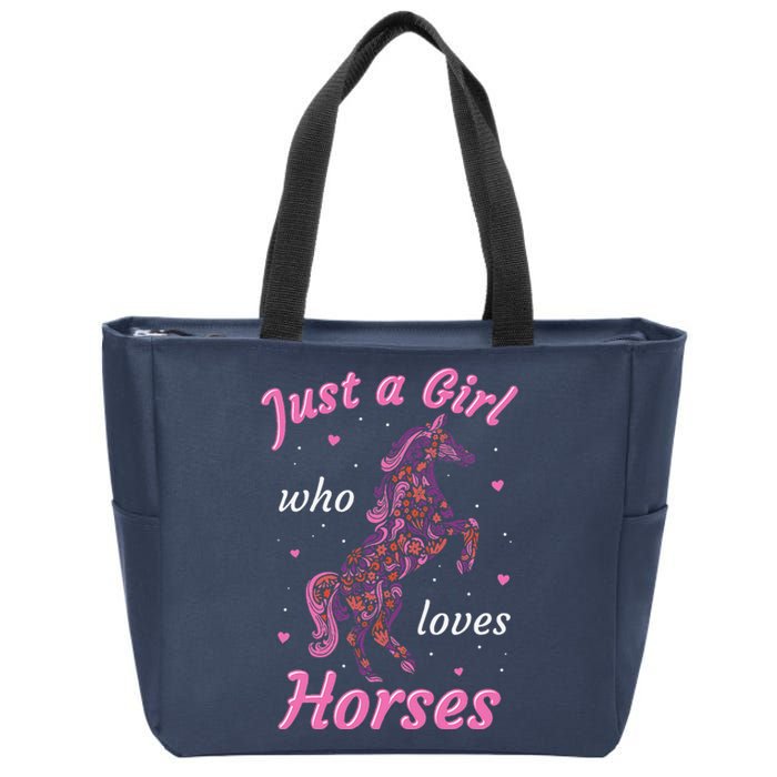 Who Loves Horses Equestrian Horse Racing Zip Tote Bag