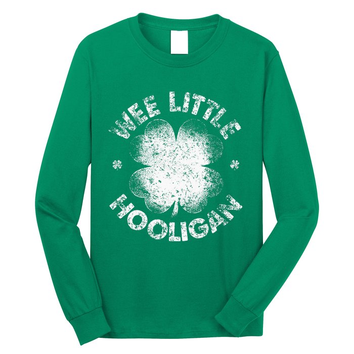 Wee Little Hooligan Funny St Patrick's Day Shamrock Long Sleeve Shirt