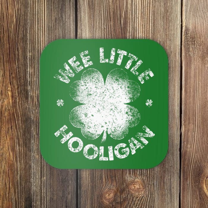 Wee Little Hooligan Funny St Patrick's Day Shamrock Coaster