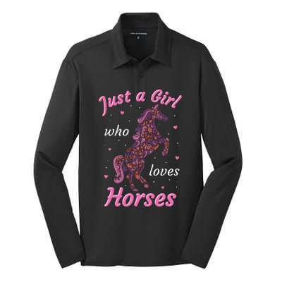 Who Loves Horses Equestrian Horse Silk Touch Performance Long Sleeve Polo