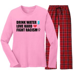 Water Love Hard Fight Racism Antigiftracism Meaningful Gift Women's Long Sleeve Flannel Pajama Set 