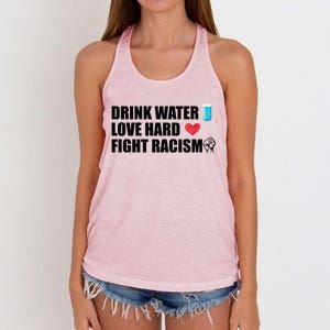 Water Love Hard Fight Racism Antigiftracism Meaningful Gift Women's Knotted Racerback Tank