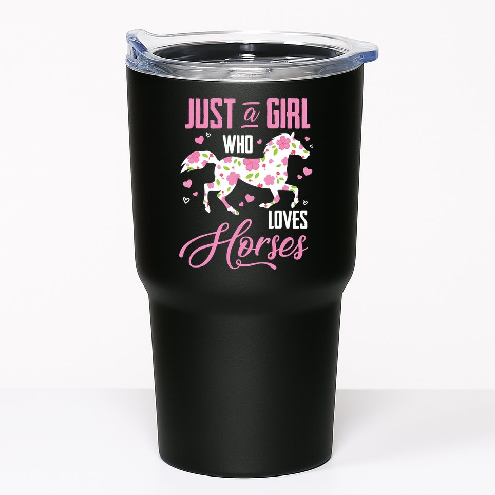 Who Loves Horses Floral Horse Equestrian Quote Tumbler