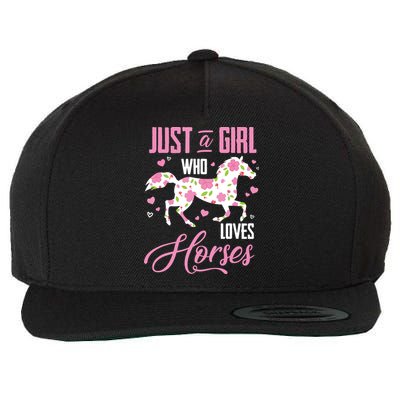 Who Loves Horses Floral Horse Equestrian Quote Wool Snapback Cap