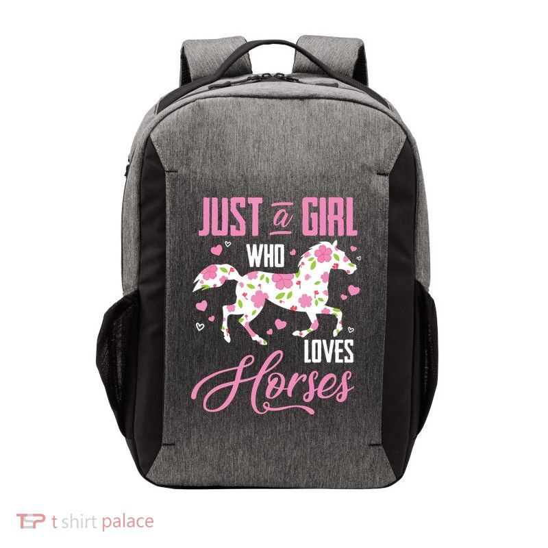 Who Loves Horses Floral Horse Equestrian Quote Vector Backpack