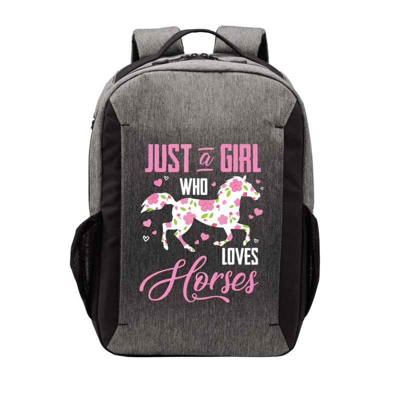Who Loves Horses Floral Horse Equestrian Quote Vector Backpack