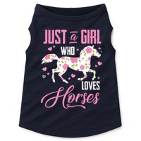Who Loves Horses Floral Horse Equestrian Quote Doggie Tank