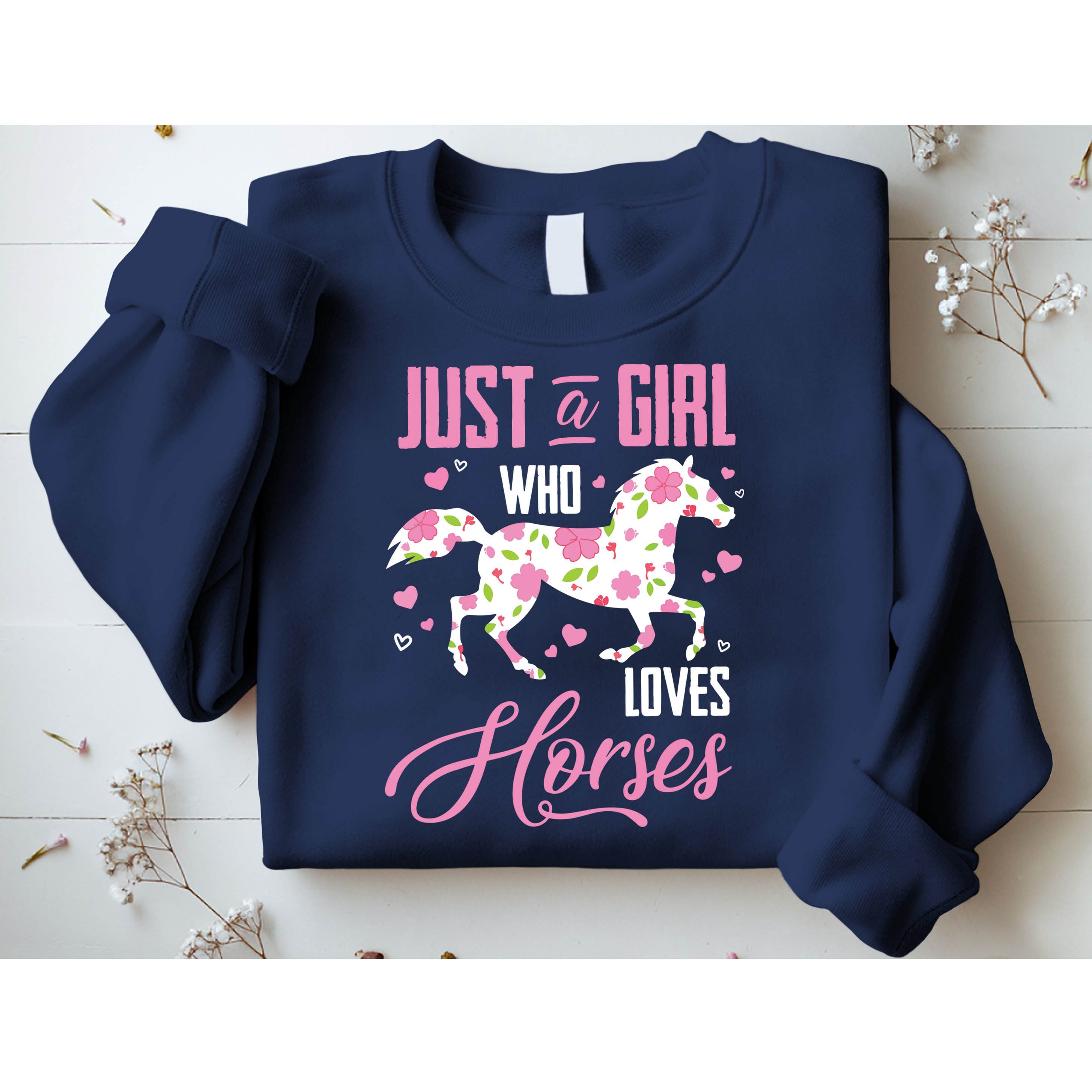Who Loves Horses Floral Horse Equestrian Quote Sweatshirt