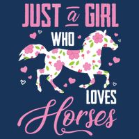 Who Loves Horses Floral Horse Equestrian Quote Drawstring Bag