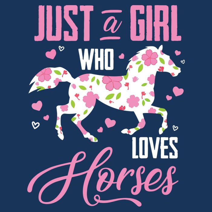 Who Loves Horses Floral Horse Equestrian Quote Drawstring Bag