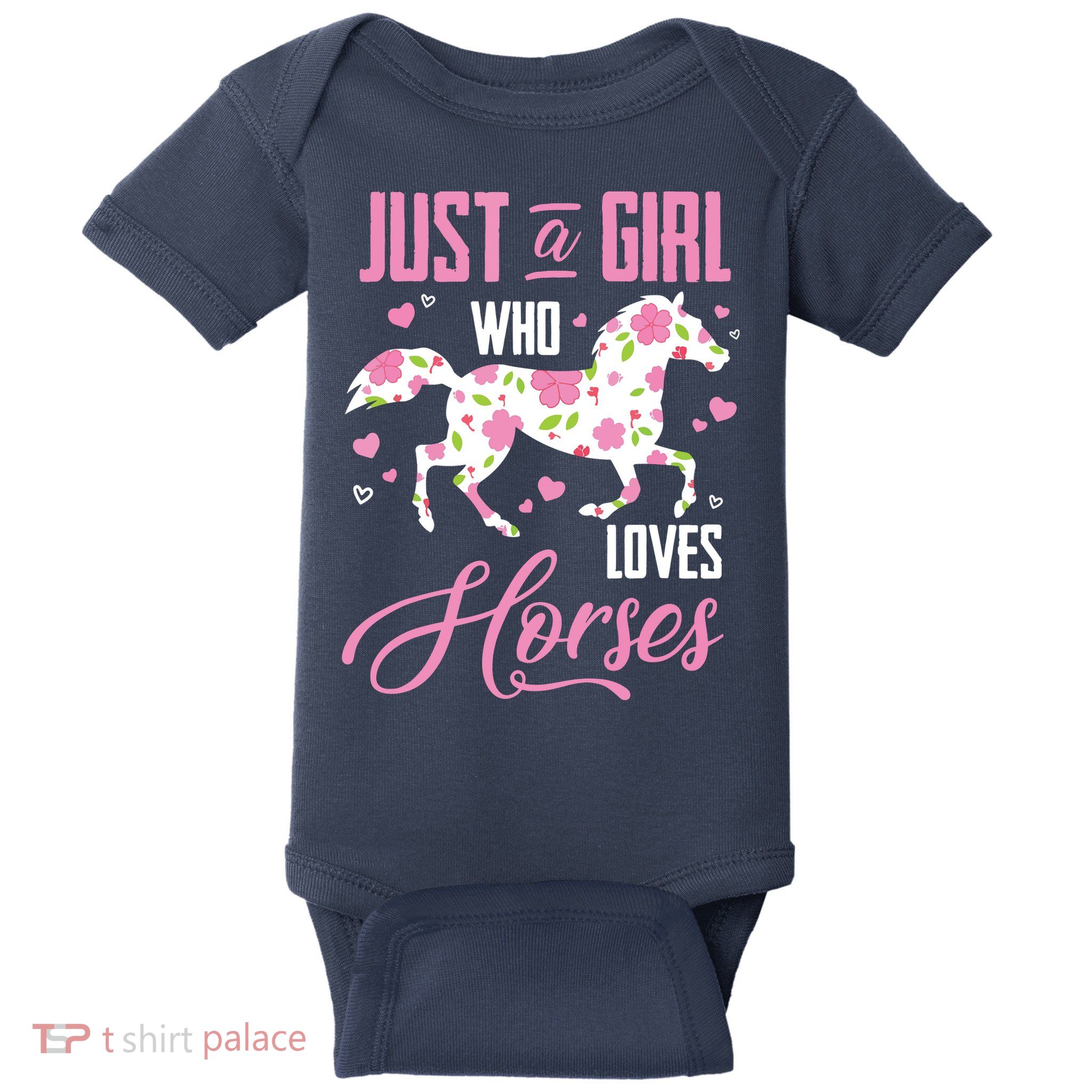 Who Loves Horses Floral Horse Equestrian Quote Baby Bodysuit