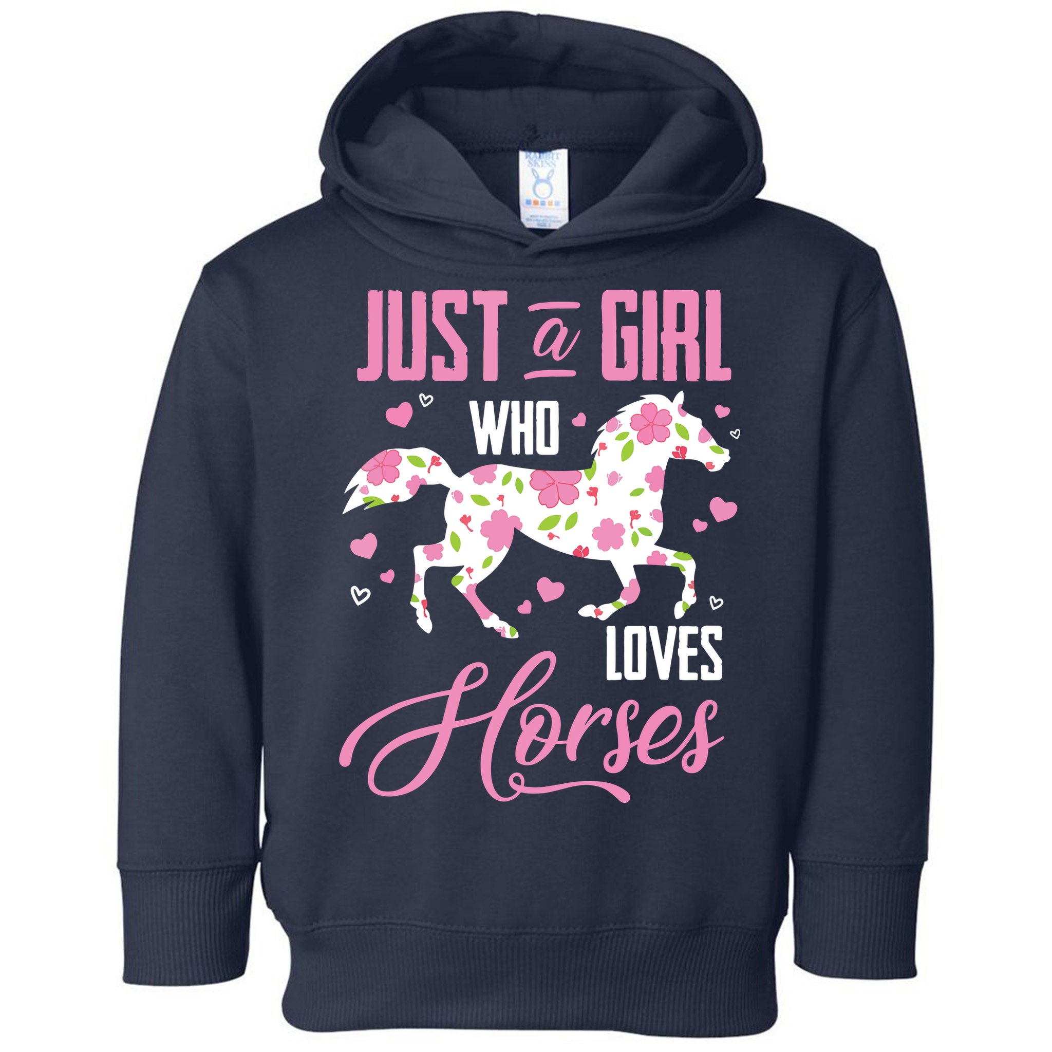 Who Loves Horses Floral Horse Equestrian Quote Toddler Hoodie