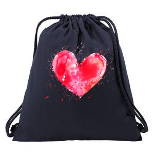 Watercolor Love Heart Graphic Valentine's Day Gift Drawstring Bag