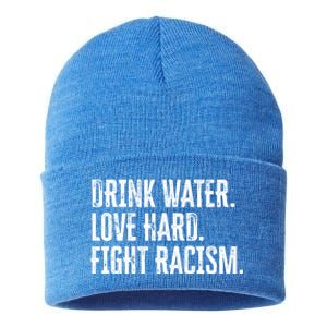 Water Love Hard Fight Racism Antigiftracism Great Gift Sustainable Knit Beanie